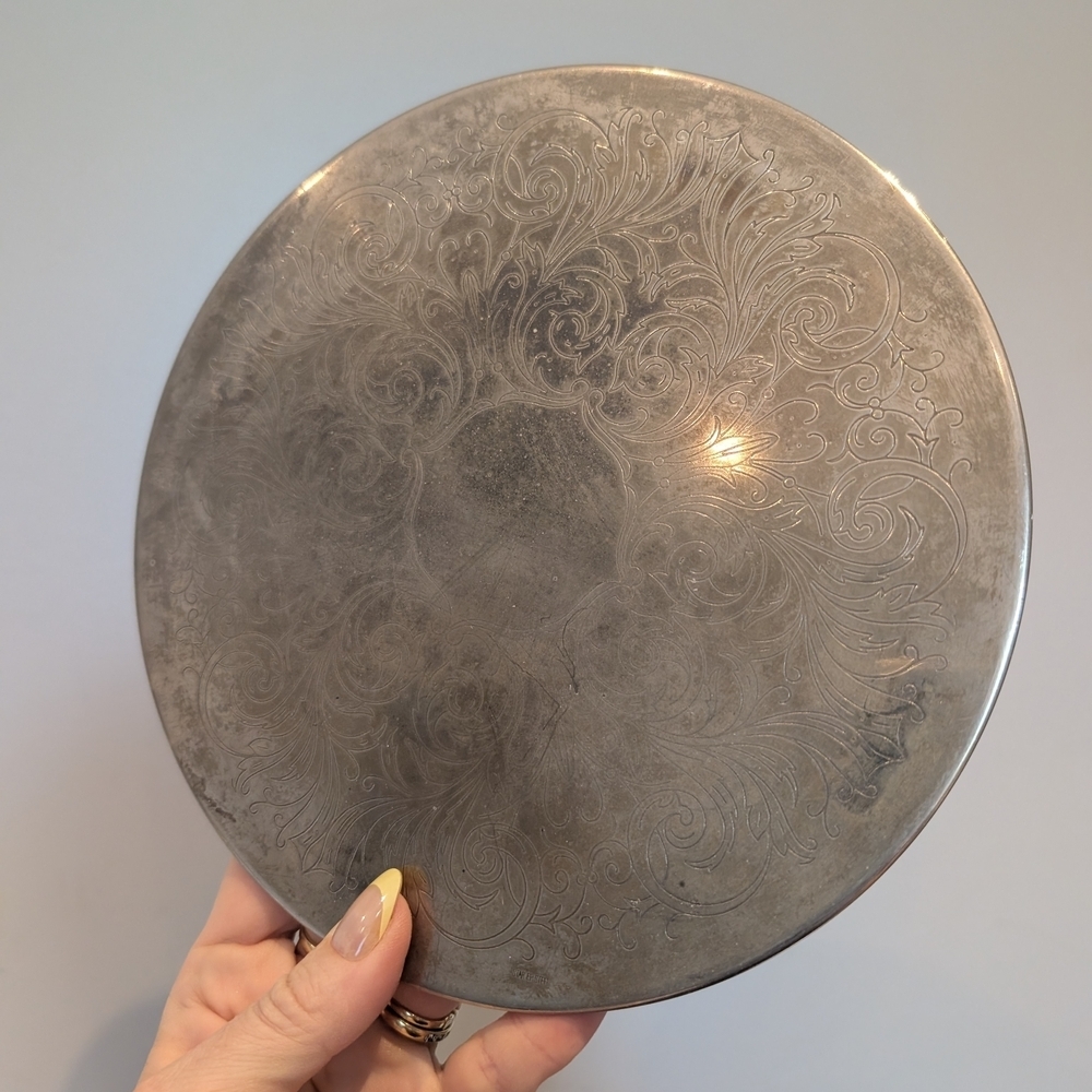 Elegant Silver Decorative Plate 19"